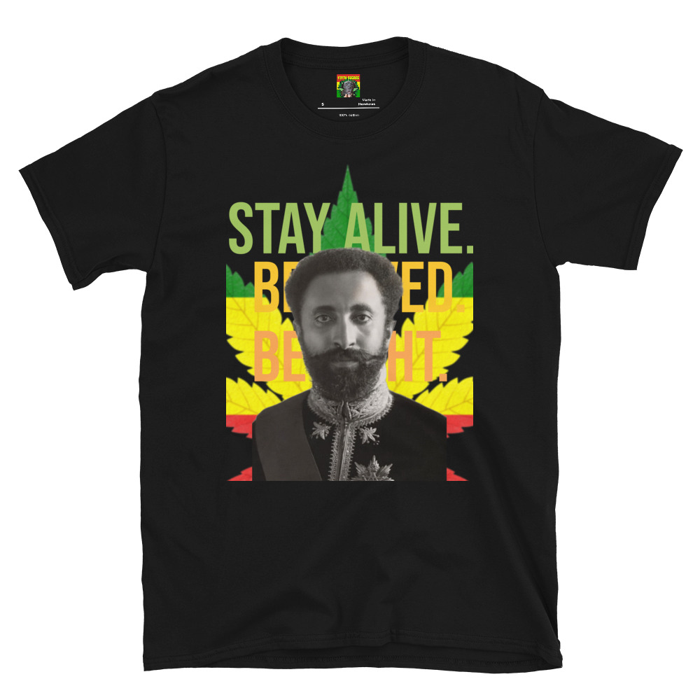Fifth Degree™ Haile Selassie T Shirt Ethiopia Jah Ras Tafari Makonnen Stay Alive Be Loved Be Light Rasta Marijuana Weed Reggae Outfit 420 Rastafarian Clothes - Image 2