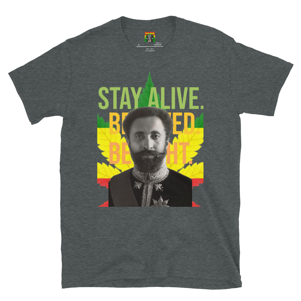 Fifth Degree™ Haile Selassie T Shirt Ethiopia Jah Ras Tafari Makonnen Stay Alive Be Loved Be Light Rasta Marijuana Weed Reggae Outfit 420 Rastafarian Clothes - Image 4
