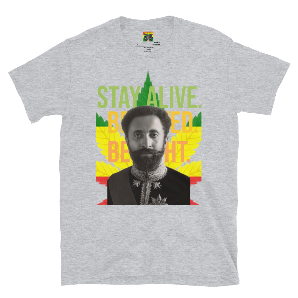 Fifth Degree™ Haile Selassie T Shirt Ethiopia Jah Ras Tafari Makonnen Stay Alive Be Loved Be Light Rasta Marijuana Weed Reggae Outfit 420 Rastafarian Clothes - Image 5