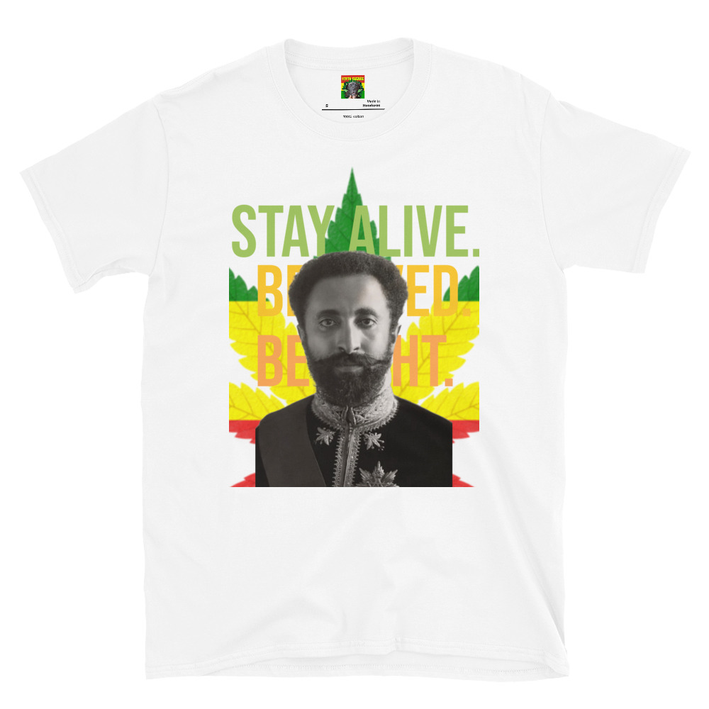 Fifth Degree™ Haile Selassie T Shirt Ethiopia Jah Ras Tafari Makonnen Stay Alive Be Loved Be Light Rasta Marijuana Weed Reggae Outfit 420 Rastafarian Clothes