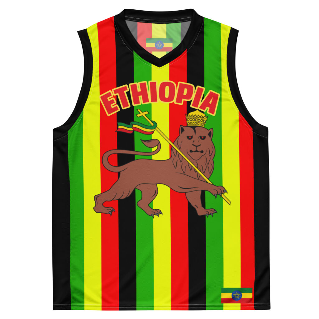 Fifth Degree™ Ethiopia Basketball Jersey Selassie Number 12 Rasta Lion of Zion Rastafarian Reggae African