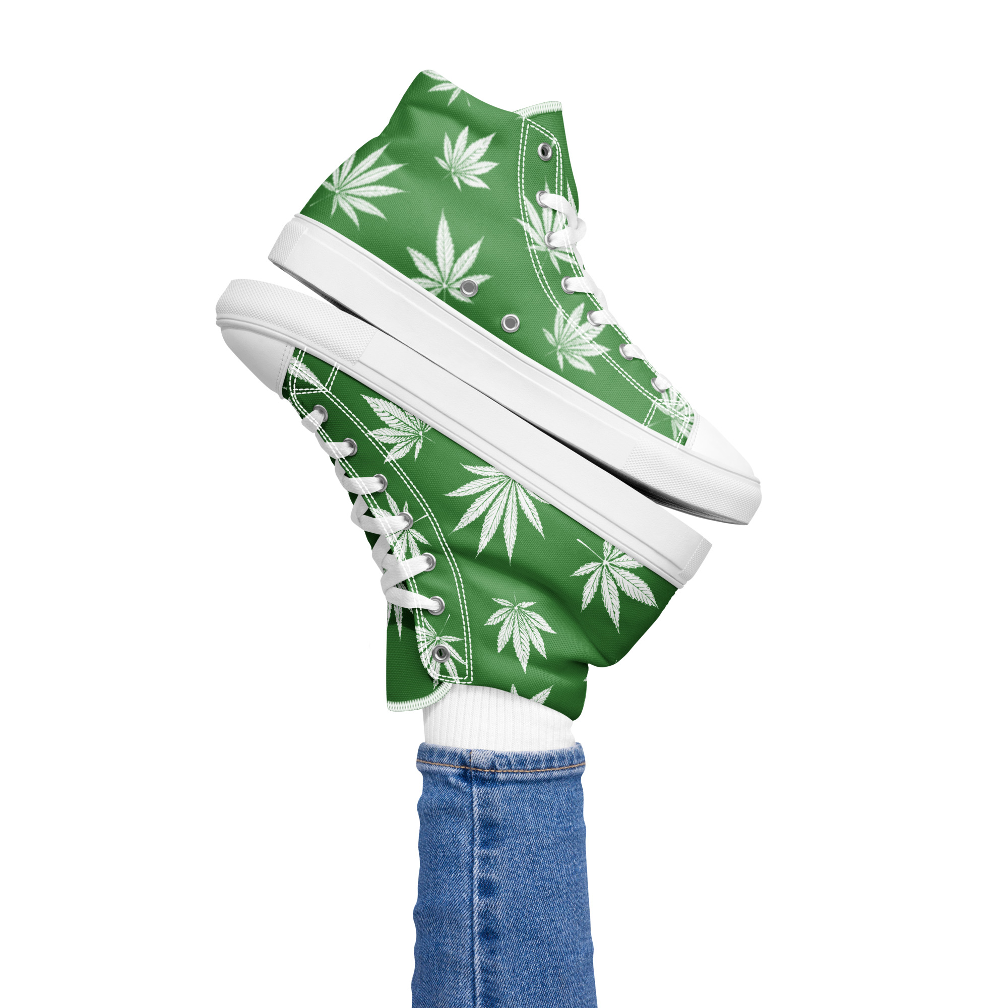 Fifth Degree® High Top Canvas Shoes For Women Cannabis Pot Leaf Shoes Weed Sneakers Budtender