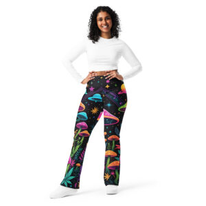 Fifth Degree™ Psychedelic Mushrooms Weed Cannabis Moisture-Wicking Flare Festival Leggings