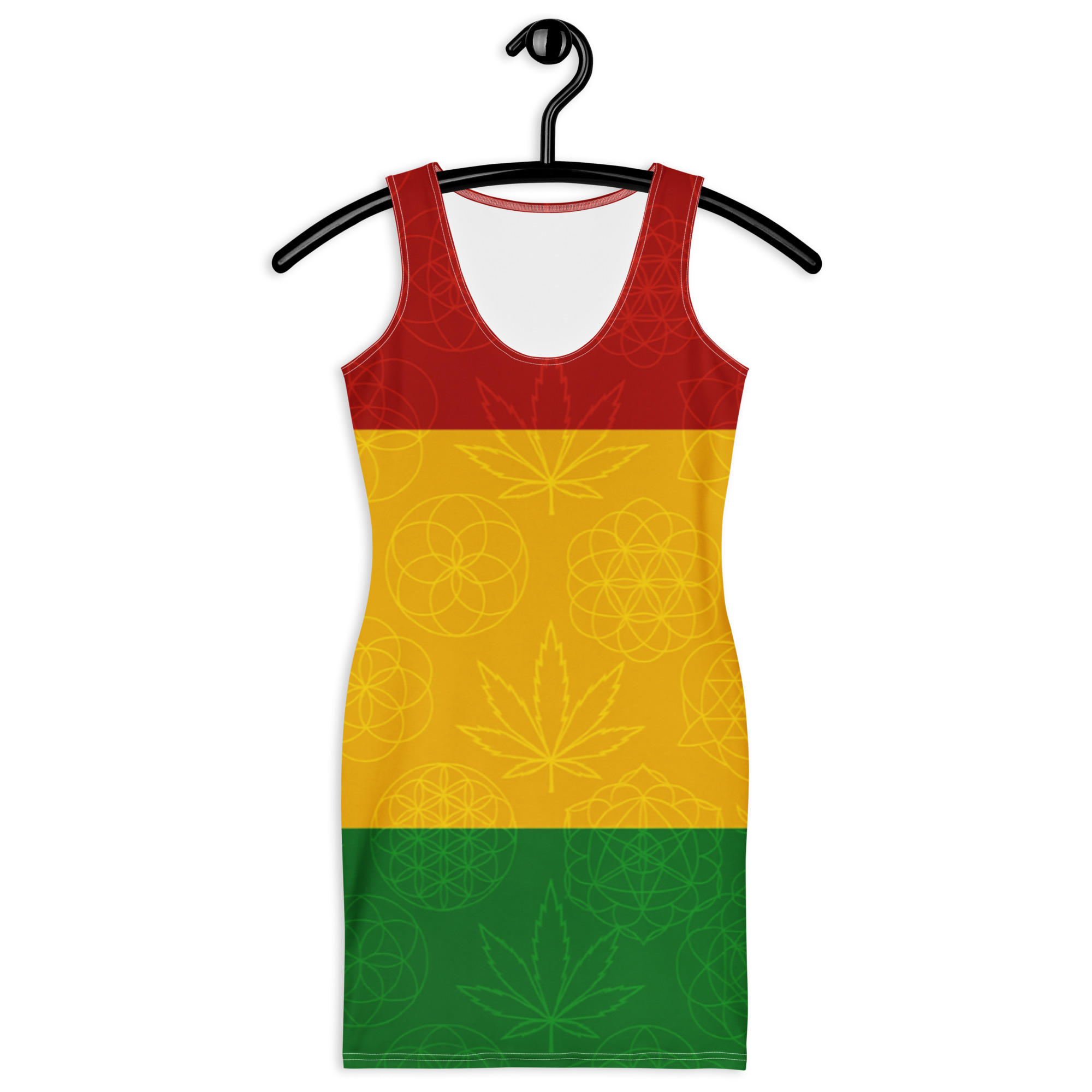 Fifth Degree™ Rasta Dress with Sacred Geometry & Weed Leaf Print – Allover 420 Festival Outfit for Women